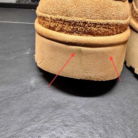 UGG Platform Classic New Heights Boots Womens Tan Suede Shearling Lined Size 9 - Picture 5 of 10